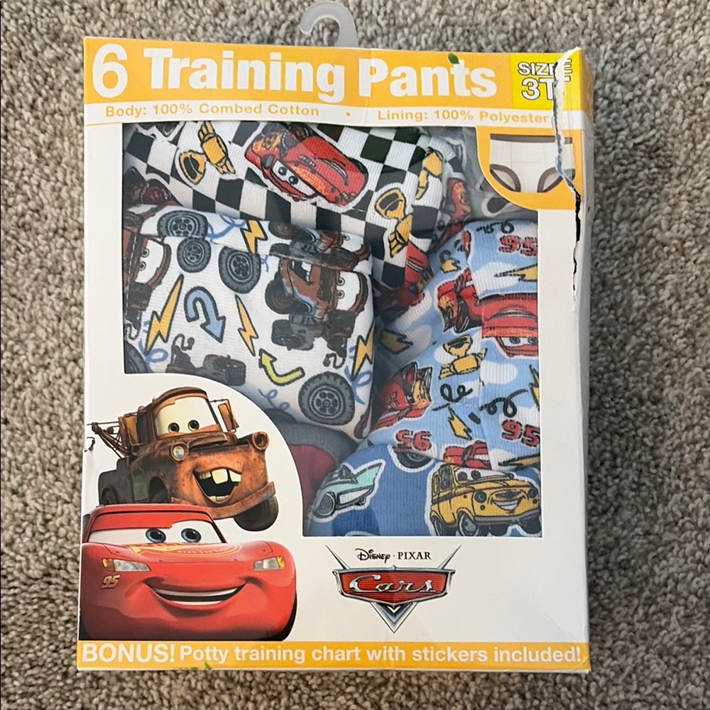 Cars training pants- 6 pairs. Size 3T